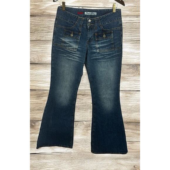 VTG 2000s Paris Blues Soulmate Denim Flare Leg Jeans Size 9 Low-Rise 32" Inseam - Picture 1 of 7